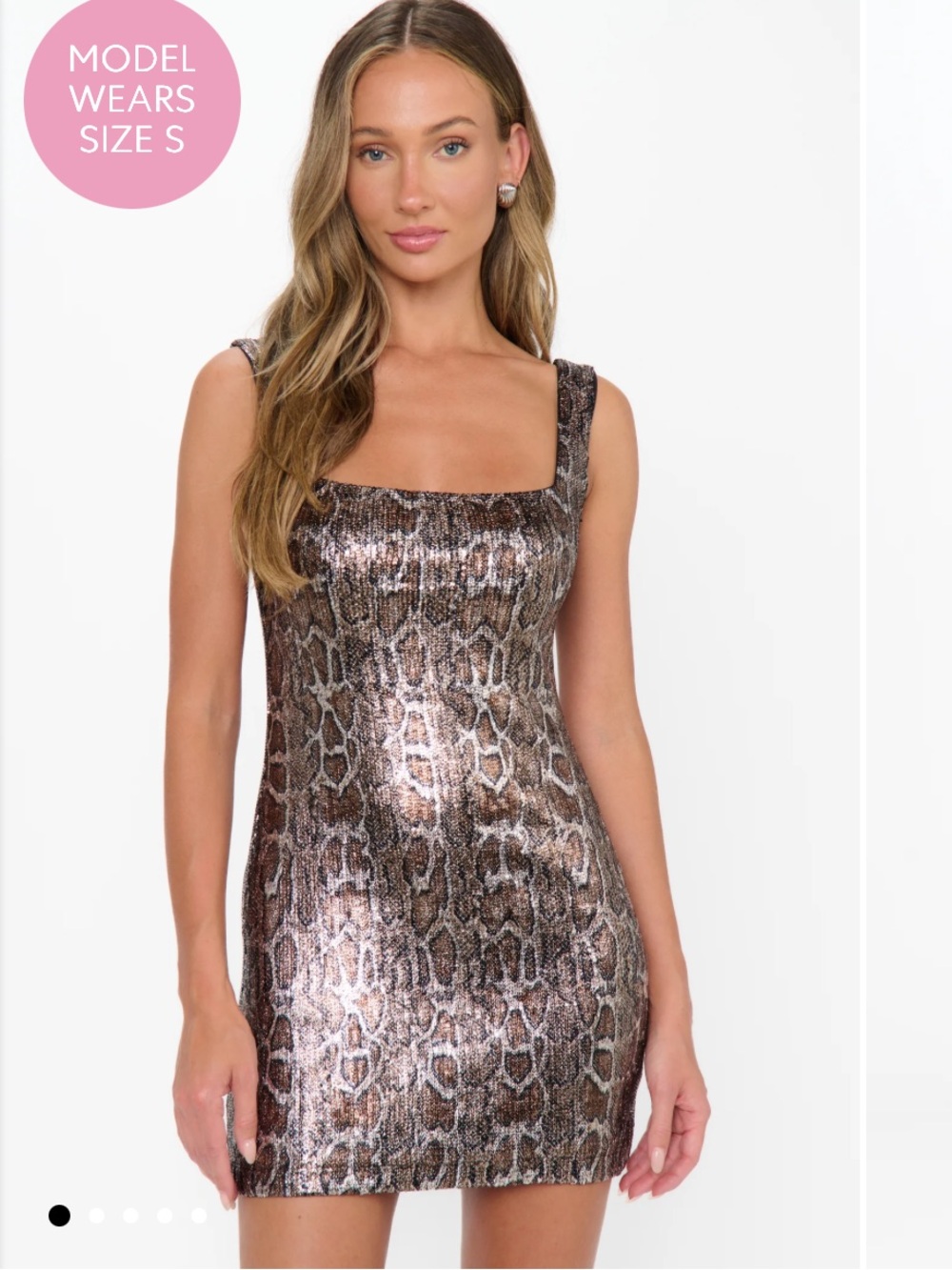 NWT Show Me Your MuMu Brown Snake-Print Mini Dress S Bodycon